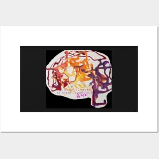Extra Colorful Neurodiverse brain on art (black background) Posters and Art